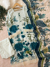 White Suit Ft. Blue Floral Print-1283