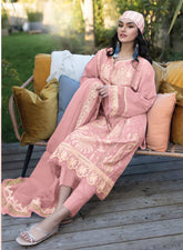 Cotton heavy embroidered semi stitched suit-3823