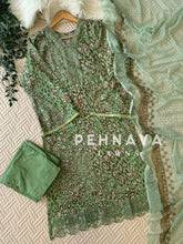 Green Patterned Pakistani Suit-1293