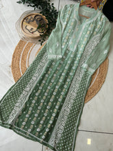 Authentic chikankaari embroidered suit-Green ombre
