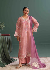 Luxurious sheesha silk embroidered suit-opaline