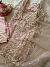 Pearl work organza embroidered party wear