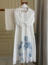 Pure cotton floral embroidered Anarkali suit-White