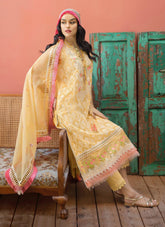 Cotton heavy embroidered semi stitched suit-3822