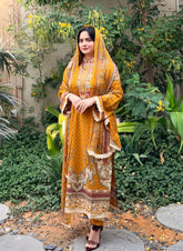 New Yellow Pakistani Cotton Suit 1346B - Pehnava Lawns