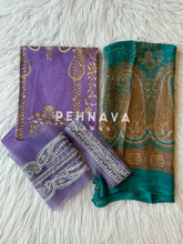 Printed casual suit with chiffon dupatta-561 lavender