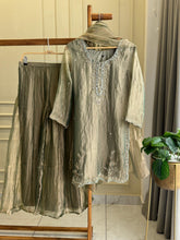 Premium grey Organza Suit with Intricate Embroidery