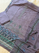 Embroidered cotton suit with digital printed chiffon dupatta-1