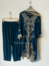 Rayon Embroidered Suit-Blue 3639B