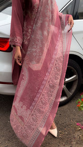 Semistitched Rayon Fully Embroidered Suit-3729