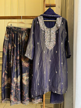 Pure Tissue Silk Handworked Suit With Floral Bottom-10337