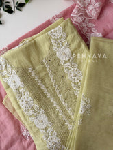 White‑thread Embroidery Unstitched Chanderi Suit