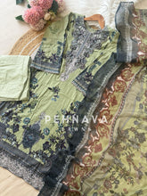 Pakistani printed cotton suit with embroidered patches -9086