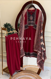 Ajrak Print Cotton Suit Set-18164