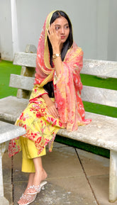 Floral embroidered cotton suit -1137