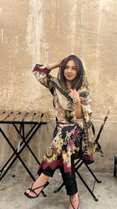 Chiffon embroidered suit SS NEEDLE