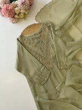 Premium Embroidered Pista Green Kurti Set