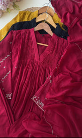 Mulchandheri Pleated A-line suit with embroidery