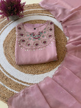 Tissue with hand work detailing and pure tissue dupatta-pink