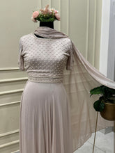 Handworked crop Top and Skirt -3949