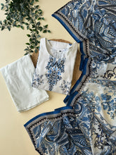 Pure Cotton 3 Piece Suit-white N blue