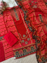 Red Party wear Crepe Suit-2001