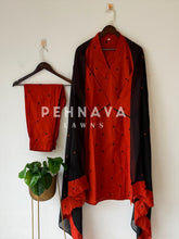 V-Neck Embroidered Cotton Suit-17496