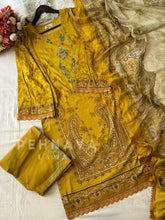 Printed Suit with Organza Embroidered Detailings