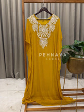 Heavy Embroidery With Pearl Detail kafthan yellow