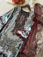 Earthy Grey & Maroon Heritage Print Suit - Pehnava Lawns