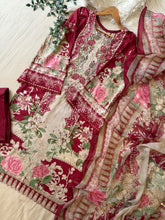 Paki Printed casual suit with chiffon dupatta -Ez