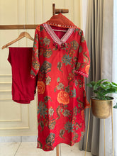 Red Floral Printed Salwar Suit-7584