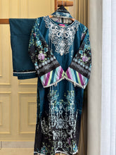 Teal Embellished Floral Suit