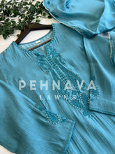Glass Chanderi Ethnic attire Blue-9108 - Pehnava Lawns