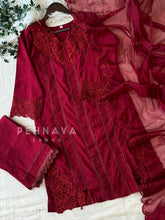 Designer Tunic Dress with embroidered organza Dupatta - Pehnava Lawns