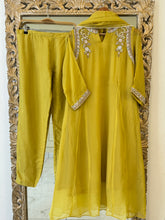 Pure organza aline suit with neck detailing-color options available