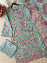 Light Blue Floral Unstitched Suit-AZ-1398 - Pehnava Lawns