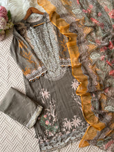 Grey Embroidery Detailed Floral Suit