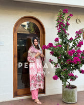 Paki printed suit with chiffon dupatta-589