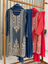 Heavy Handworked Tissue suit with sharara-56671