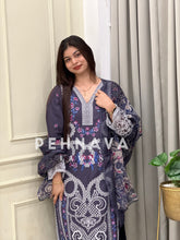 Blue Semi-stitched Embroidered Rayon Suit 1456