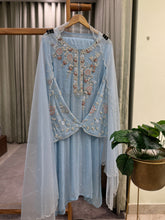 Premium Chiffon handwork suit with bottom and organza hand worked dupatta-1180