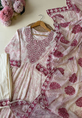 Pure cotton embroidered Anarakali suit