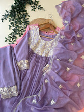 Mul Chandheri Anarakali suit with embroidery detailings