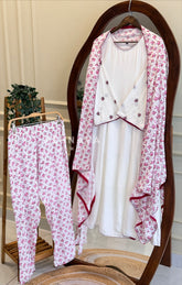 Floral Printed Three Piece Suit 19808