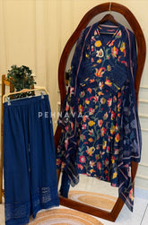 Floral Print Cotton Suit with Lace -Kani Muse223