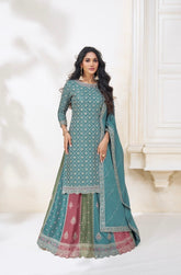 Georgette embroidered party wear-9701