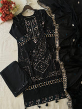 Premium Embroidered Pak-Suit Ft. Cotton Dupatta-Black 3984