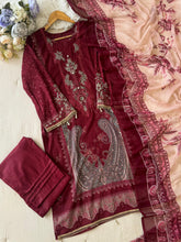 Maroon Printed Pakistani Cotton Suit