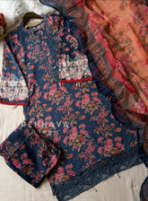 Floral Navy Ensemble Suit